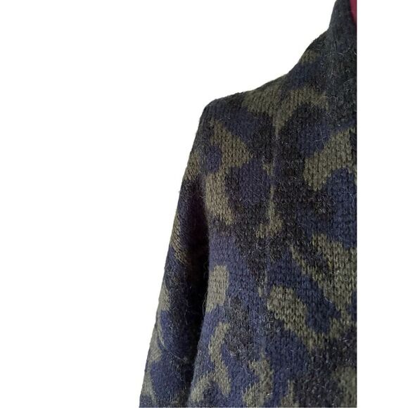 Anthropologie Jensen Cardigan size L Green Blue Open Front Camo Open Front - Picture 11 of 12
